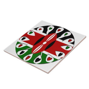 Lovely Hearts Kenia: Flag Art Motief Tegeltje