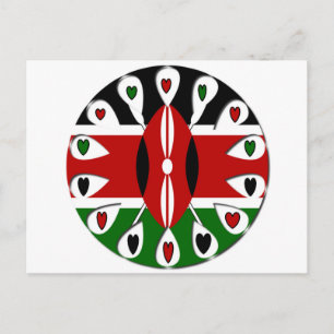 Lovely Hearts Kenia: Vlag Liefde en Eenheid Kunst Briefkaart