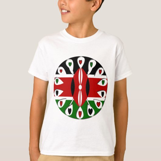 Lovely Hearts Kenia: Vlag Liefde en Eenheid Kunst  T-shirt (Voorkant)