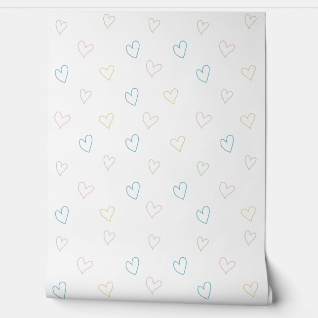 Lovely hearts pattern - Shower Curtain - Large Behang (Afrollen)