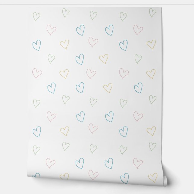 Lovely hearts pattern - Shower Curtain - Large Behang (Afrollen)