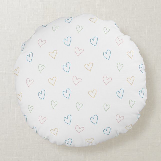 Lovely hearts pattern - Shower Curtain - Large Rond Kussen (Achterkant)