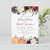 Lovely herfst florale bruiloft kaart (Staand voorkant)