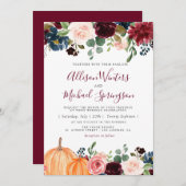 Lovely herfst florale bruiloft kaart (Voorkant / Achterkant)