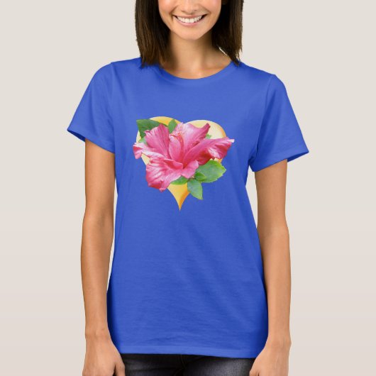 Lovely Hibiscus Heart T-shirt (Voorkant)