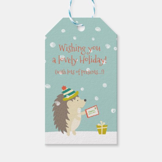Lovely Holiday - Egel Fun Kerstmis Cadeaulabel (Voorkant)