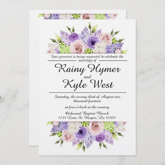 Lovely in Lavender Wedding Invitation Kaart (Voorkant / Achterkant)