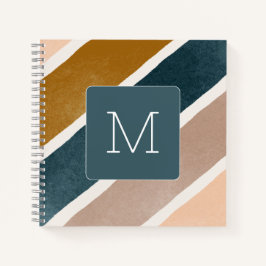 Lovely initiaal Striped Blauwgroen patroon Notitieboek