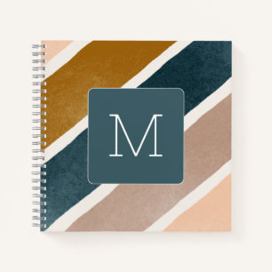 Lovely initiaal Striped Blauwgroen patroon Notitieboek