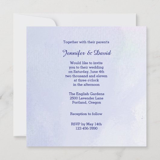 Lovely Iris Wedding Uitnodiging (Achterkant)