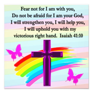 LOVELY ISAIAH 41:10 BIBLE VERSE DESIGN FOTO AFDRUK