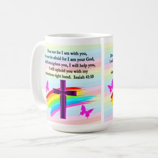 LOVELY ISAIAH 41:10 BIBLE VERSE DESIGN KOFFIEMOK (Voorkant links)