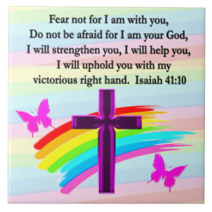 LOVELY ISAIAH 41:10 BIBLE VERSE DESIGN TEGELTJE