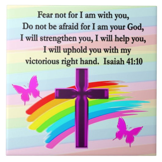 LOVELY ISAIAH 41:10 BIBLE VERSE DESIGN TEGELTJE (Voorkant)