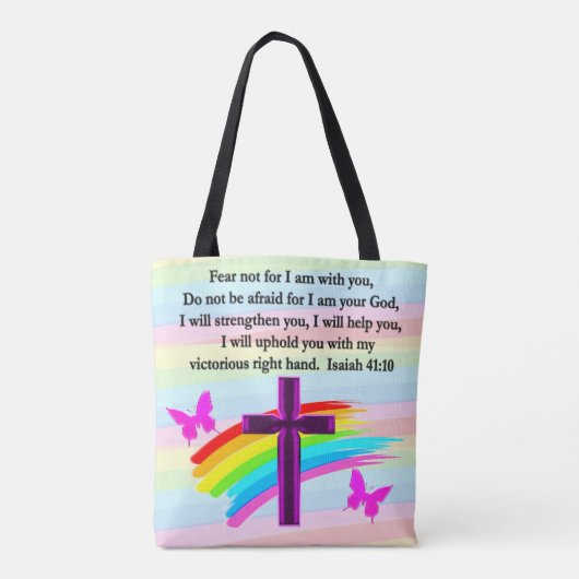 LOVELY ISAIAH 41:10 BIBLE VERSE DESIGN TOTE BAG (Achterkant)