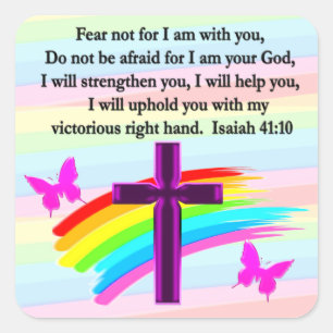 LOVELY ISAIAH 41:10 BIBLE VERSE DESIGN VIERKANTE STICKER