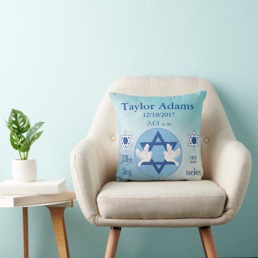 Lovely Jewish Blue en White Star van David Baby Kussen (Stoel)