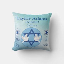 Lovely Jewish Blue en White Star van David Baby Kussen