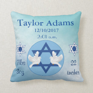 Lovely Jewish Blue en White Star van David Baby Kussen
