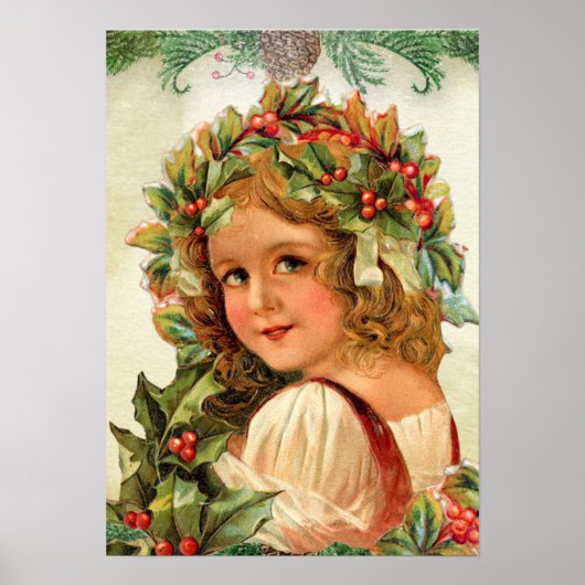 Lovely Kaarten Xmas Girl,1897 Poster (Voorkant)