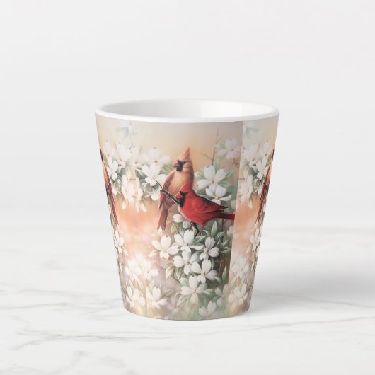 Lovely Kardinaal Vods and Flowers Latte Mok (Voorkant)