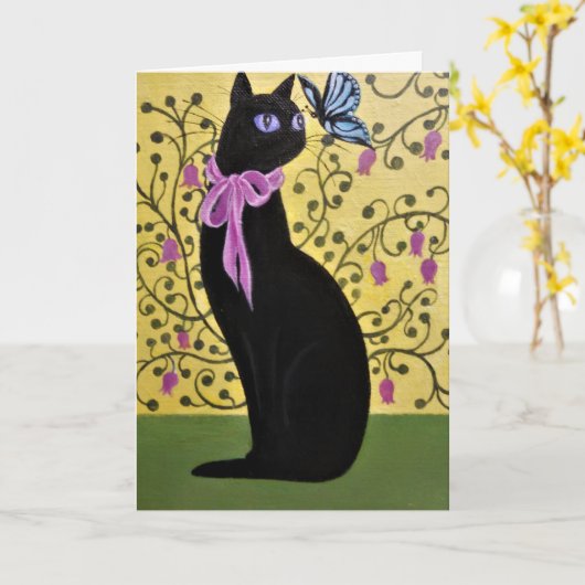 LOVELY KAT, BIRTHDAY KAART (Gele Bloem)