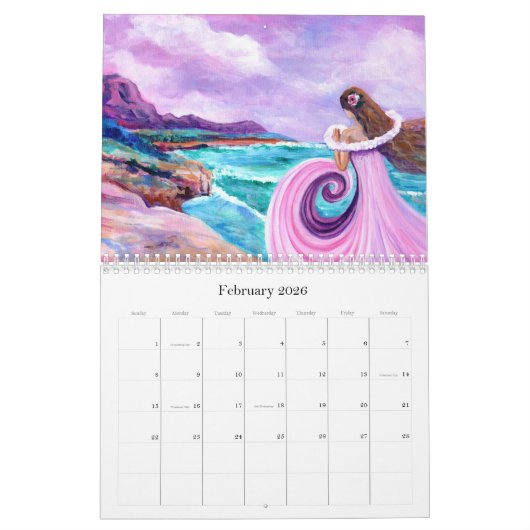 Lovely Kauai Muses Hawaiian Calendar Kalender (Feb 2026)