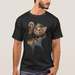Lovely Kitten Cracked Wall Cats Tee Gifts T-shirt