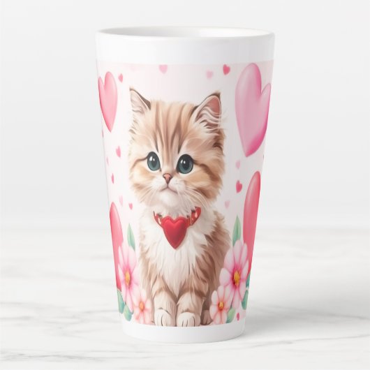 Lovely kitten hearts latte mok (Voorkant)