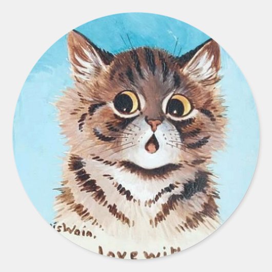 Lovely Kitten, Louis Wain Ronde Sticker (Voorkant)