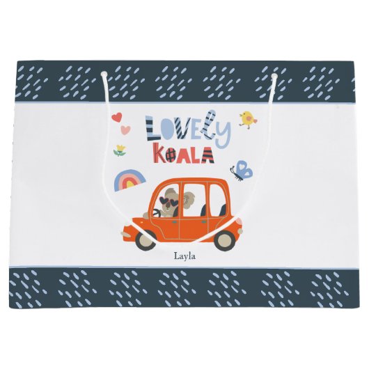 Lovely Koala Little Girl First Name Cute Animal Groot Cadeauzakje (Voorkant)