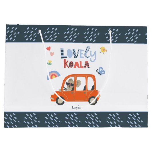 Lovely Koala Little Girl First Name Cute Animal Groot Cadeauzakje (Achterkant)