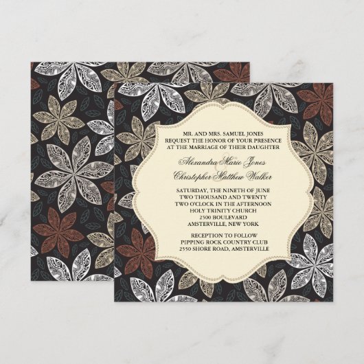 Lovely Lace Blooms Uitnodiging (Voorkant / Achterkant)