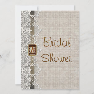 Lovely Lace & Burlap Chic Bridal Shower Uitnodigin Kaart