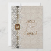 Lovely Lace & Burlap Chic Wedding Invitation Kaart (Voorkant)