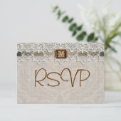 Lovely Lace & Burlap Chic Wedding Rsvp Uitnodiging (Staand voorkant)