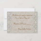 Lovely Lace & Burlap Chic Wedding Rsvp Uitnodiging (Achterkant)
