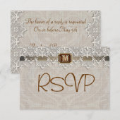 Lovely Lace & Burlap Chic Wedding Rsvp Uitnodiging (Voorkant / Achterkant)