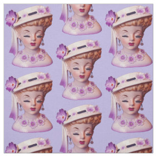 Lovely Lady Head Vase Purple Flowers uit de jaren  Stof