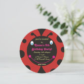 Lovely Ladybug Birthday Party Round Invitations Kaart (Staand voorkant)