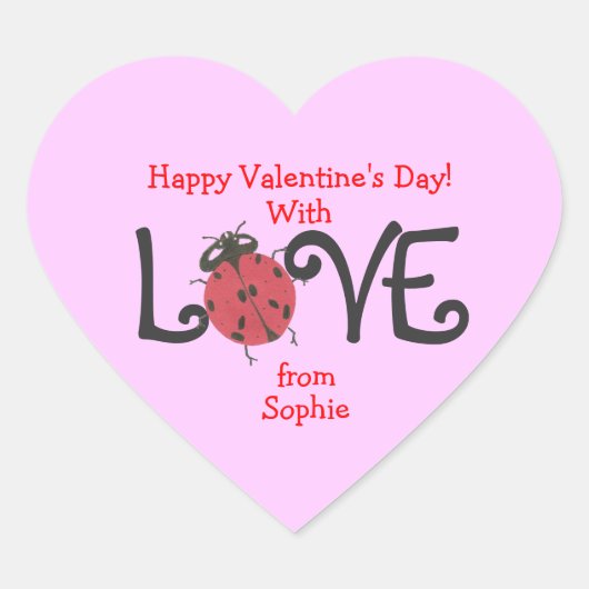Lovely ladybug personalized valentine sticker (Voorkant)