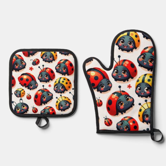 Lovely Ladybugs Ovenwant & Pannenlap Set (Voorkant)