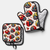 Lovely Ladybugs Ovenwant & Pannenlap Set (Voorkant / Achterkant)