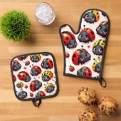 Lovely Ladybugs Ovenwant & Pannenlap Set (Top down)