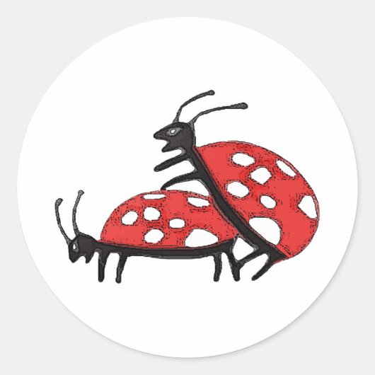 Lovely Ladybugs Ronde Sticker (Voorkant)