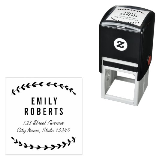 Lovely Laurels Personalized Rubber Stamp Zelfinktende Stempel (In situ)