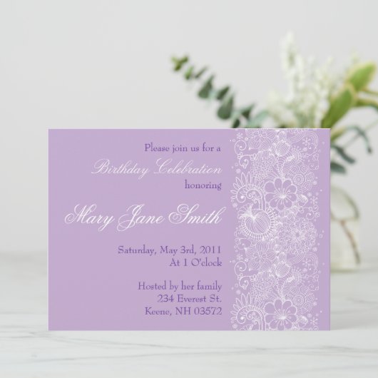 Lovely Lavender Birthday Uitnodiging (Staand voorkant)