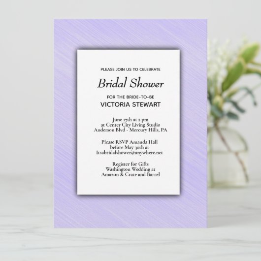 Lovely Lavender Bridal Shower Uitnodiging (Staand voorkant)