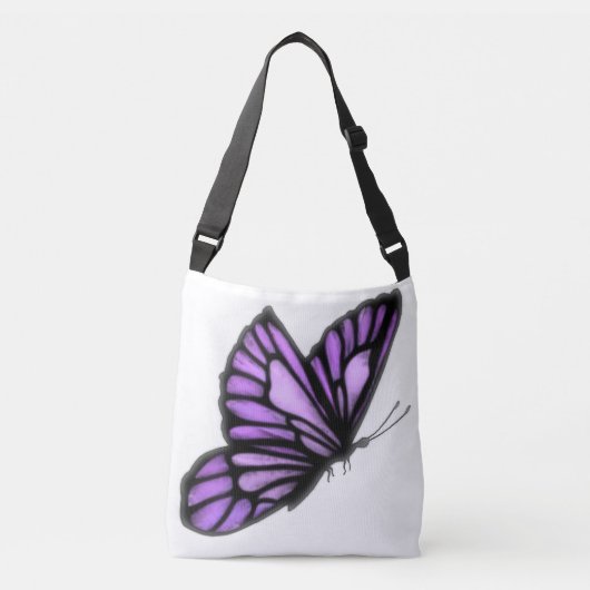 Lovely Lavender Butterfly Cross Body Canvas tas (Voorkant)