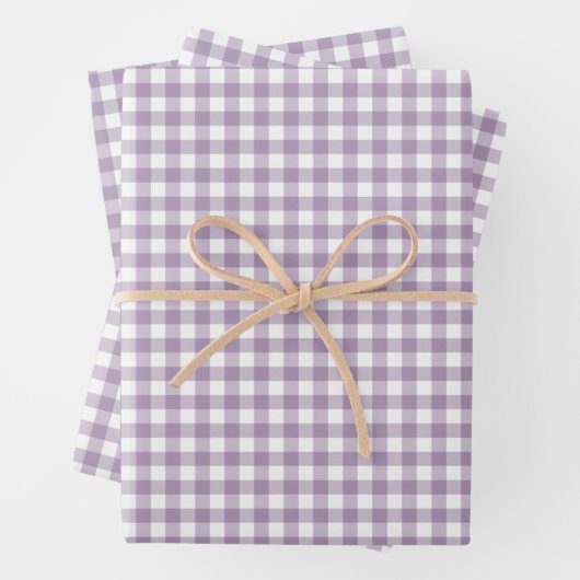 Lovely Lavender Gingham Check Patroon Inpakpapier Vel (In situ)